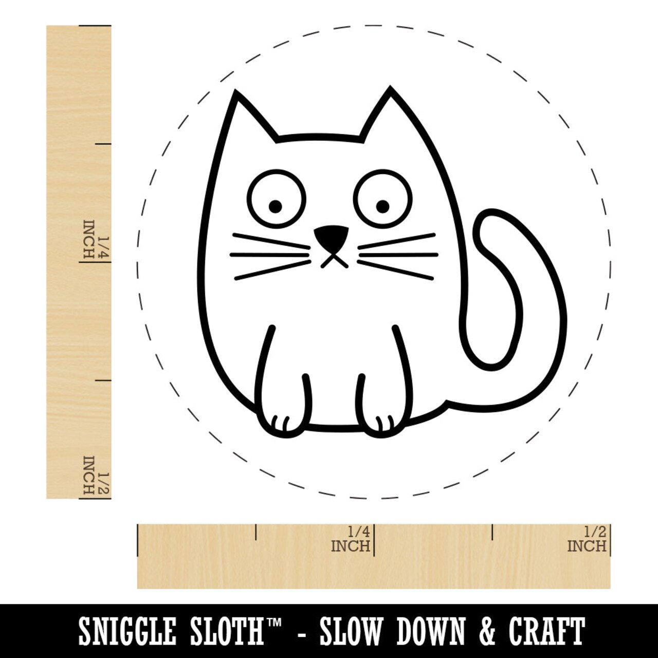 Wary Kitty Cat Rubber Stamp for Stamping Crafting Planners